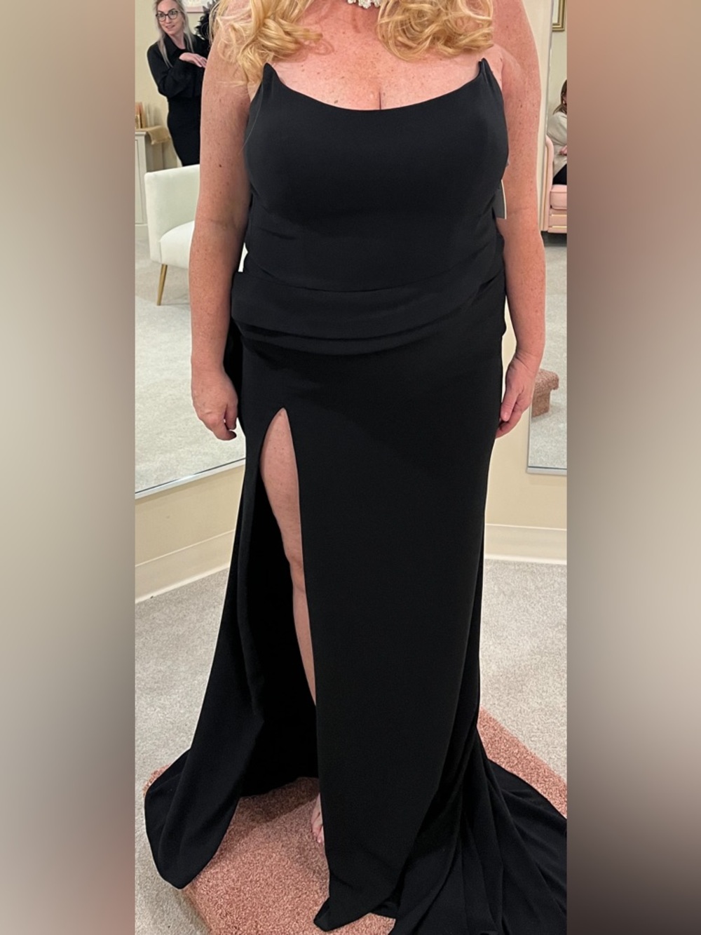 Alyce Paris Strapless Black Evening Gown with Draped Waist